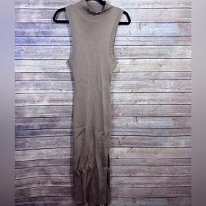 Good American Plaited Sleeveless Rib Midi Dress Warm Caramel Size 1/2 XS Small